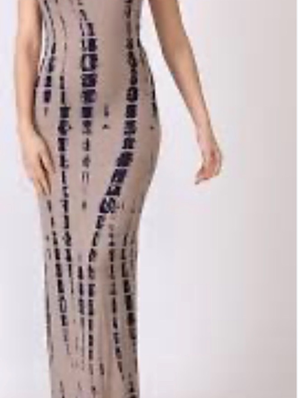 Sleeveless Taupe Sequin Column Evening Dress